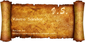 Vavro Sándor névjegykártya