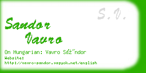 sandor vavro business card